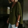 thumbnail image 5 of MORESEC Women's V Neck T-Shirt Cotton Linen Short Sleeve Flowy Casual Blouse Top Solid Basic Tee For Party Outfit And Daily Wear, Army Green S, 5 of 7