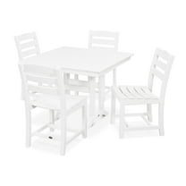 POLYWOOD La Casa Café 5-Piece Farmhouse Trestle Side Chair Dining Set in White
