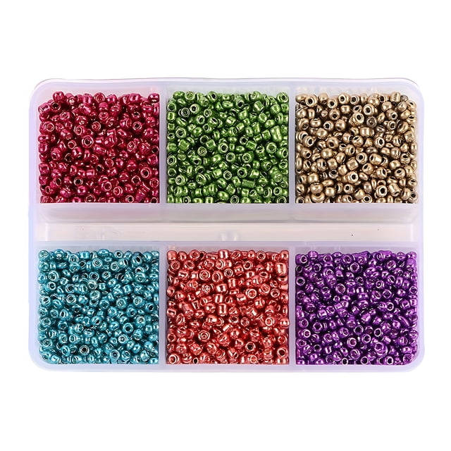 720 Pcs 6 Styles Perles de Rocaille en Verre 3 mm, Perles de Rocaille en Verre Rondes Perles Poney Mini Entretoise Perles en Vrac pour Bricolage Artisanat Bracelet Collier,02