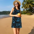 thumbnail image 3 of Lsque Spacecraft Pattern Summer Dresses for Women – Sleeveless T-Shirt Swing Sundress, Perfect for the Beach and Casual Days, 3 of 7