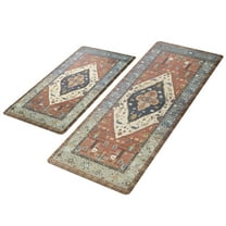 LAMIRO Farmhouse Kitchen Mats,Anti Fatigue Kitchen Rugs Sets of 2,Non Slip Waterproof Kitchen Floor Mats,Ergonomic Cushioned Comfort Standing Mat for Laundry,Office,Sink,Desk,Red