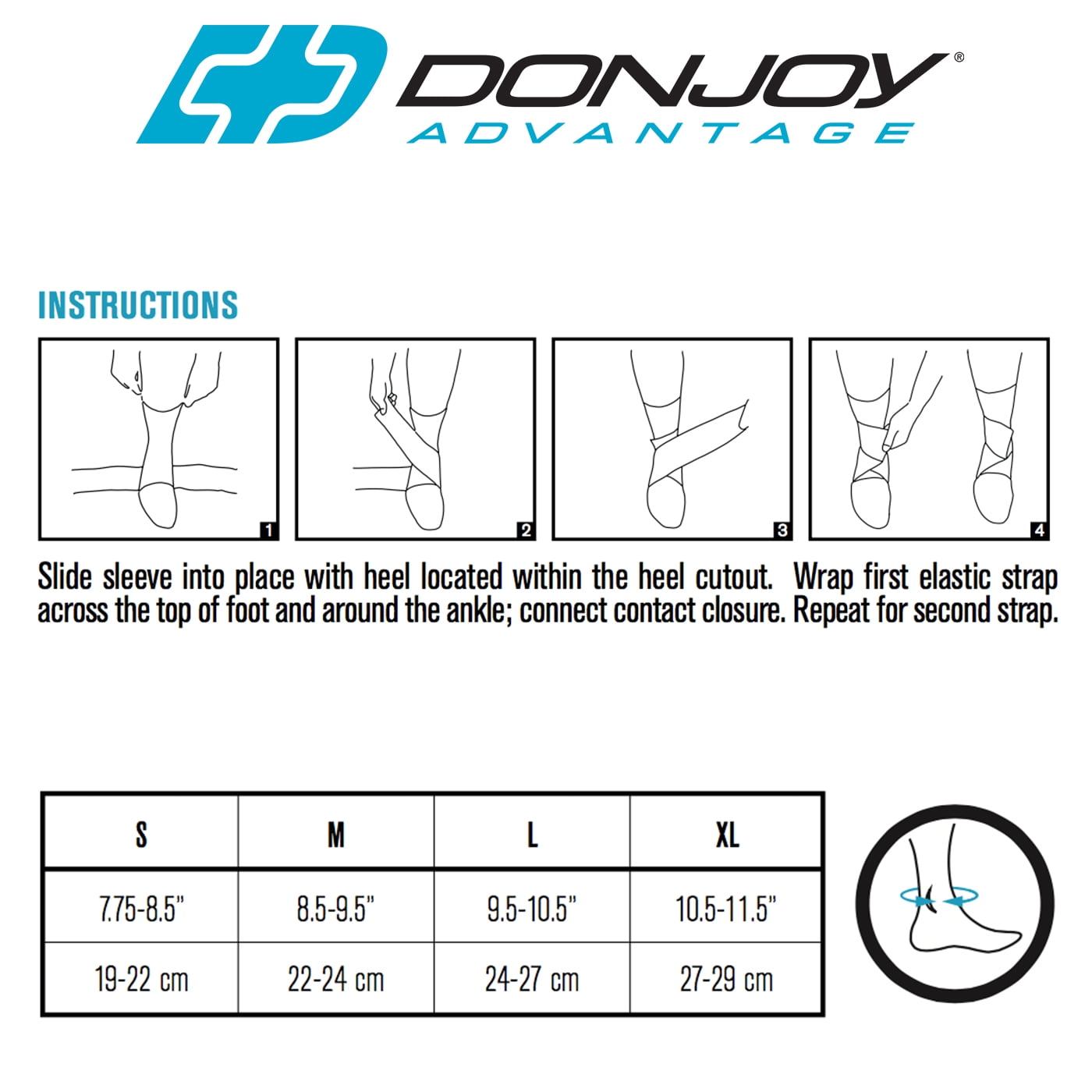 DonJoy Advantage DA161AV03-BLK-XL Ankle Sleeve with Figure 8