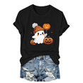 thumbnail image 2 of Halloween Pumpkin Face Graphic T-Shirt Womens Short Sleeve Round Neck Casual Comfy Tops Tees Shirt Fall Pumpkin Shirts Womens Casual Autumn Thanksgiving Graphic Tees Party, Black S, 2 of 6