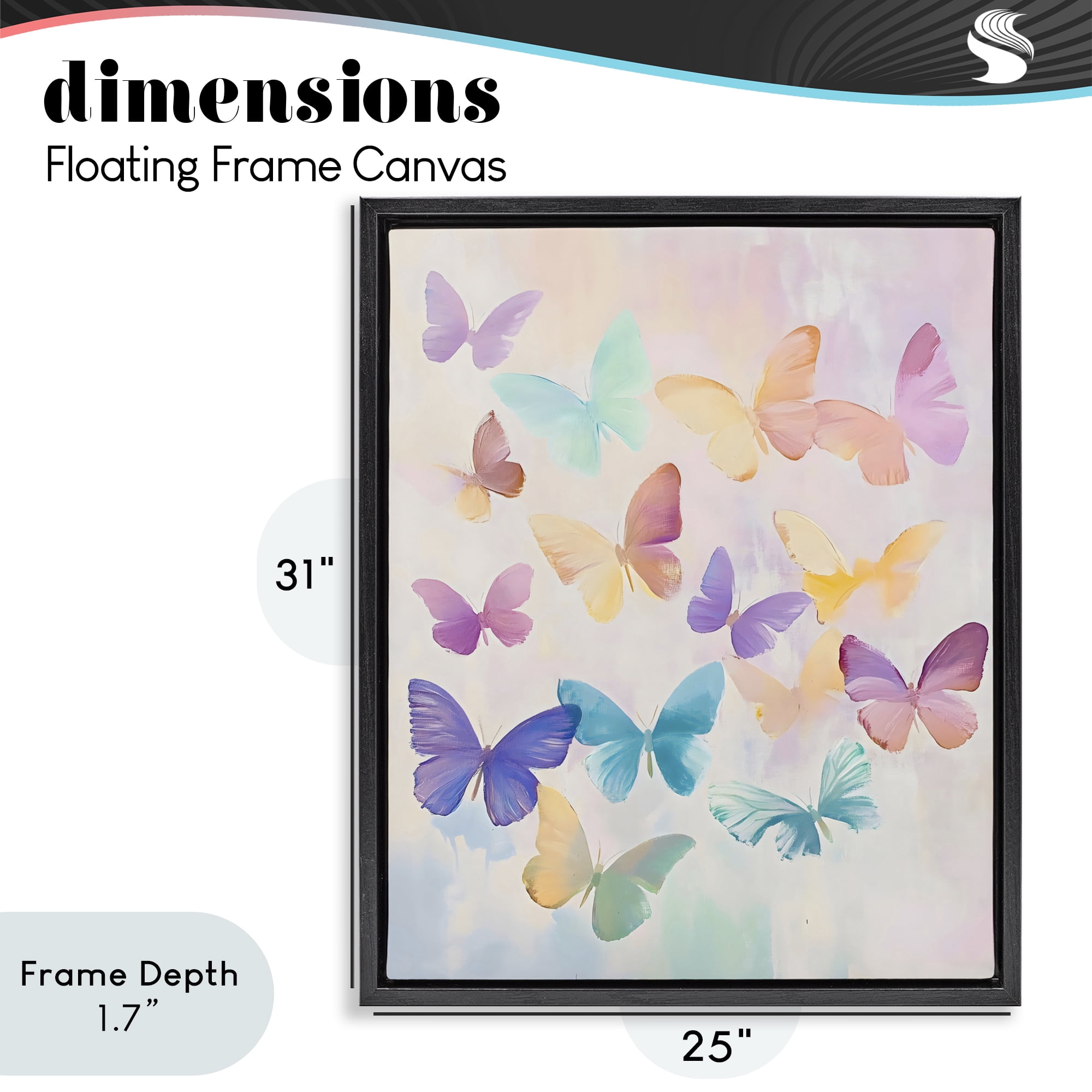 Stupell Industries Pastel Butterfly Dreams Black Framed Floater Canvas Wall Art, design by The Prints Vibe
