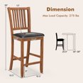 thumbnail image 3 of Gymax 4PCS 25.5'' Bar Chair Set w/ Backrest Padded Seat Footrest Rubber Wood Frame, 3 of 4