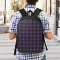 thumbnail image 5 of Xecao Purple Black Plaid print Travel Backpack, Large Computer Backpack for Men Women, College School Rucksack Book Bag, 5 of 5