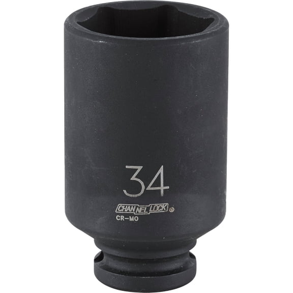 Channellock 1/2" Drive 34 mm 6-Point Deep Metric Impact Socket