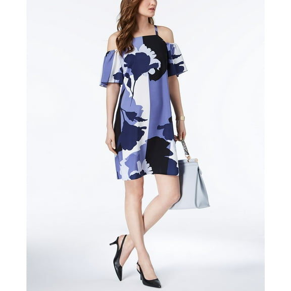 Alfani - Colorblocked Cold-Shoulder Dress - Regular - 10