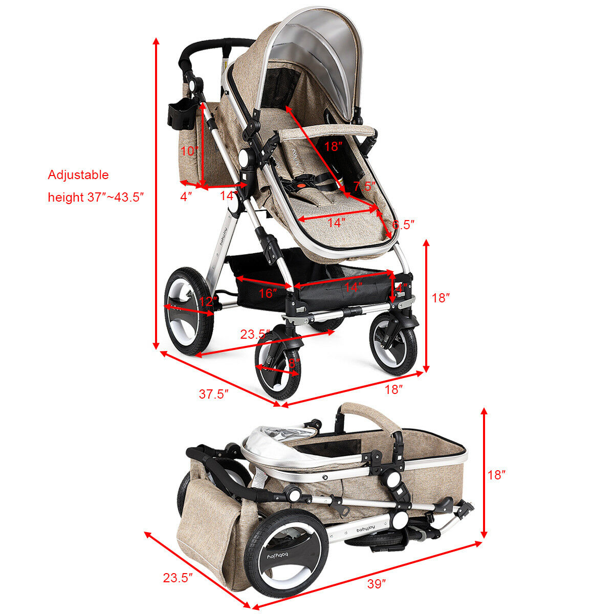 khaki pushchair