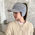 thumbnail image 3 of ievspot Women Winter Knitted Hat with Long Brim Thick Ear Protection Keep Warm Elastic Outdoor Cap Outdoor Peaked, 3 of 8