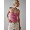 thumbnail image 4 of Womens Tube Tops Strapless Bandeau Tops Slim Fit Summer Going Out Tank Tops Pink Polka Dots S, 4 of 9