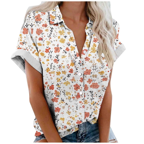 Eres Más Que una Camisa de Puntuación de Prueba Turndown Collar Impreso Blusa, Manga Corta Moda Casual Top