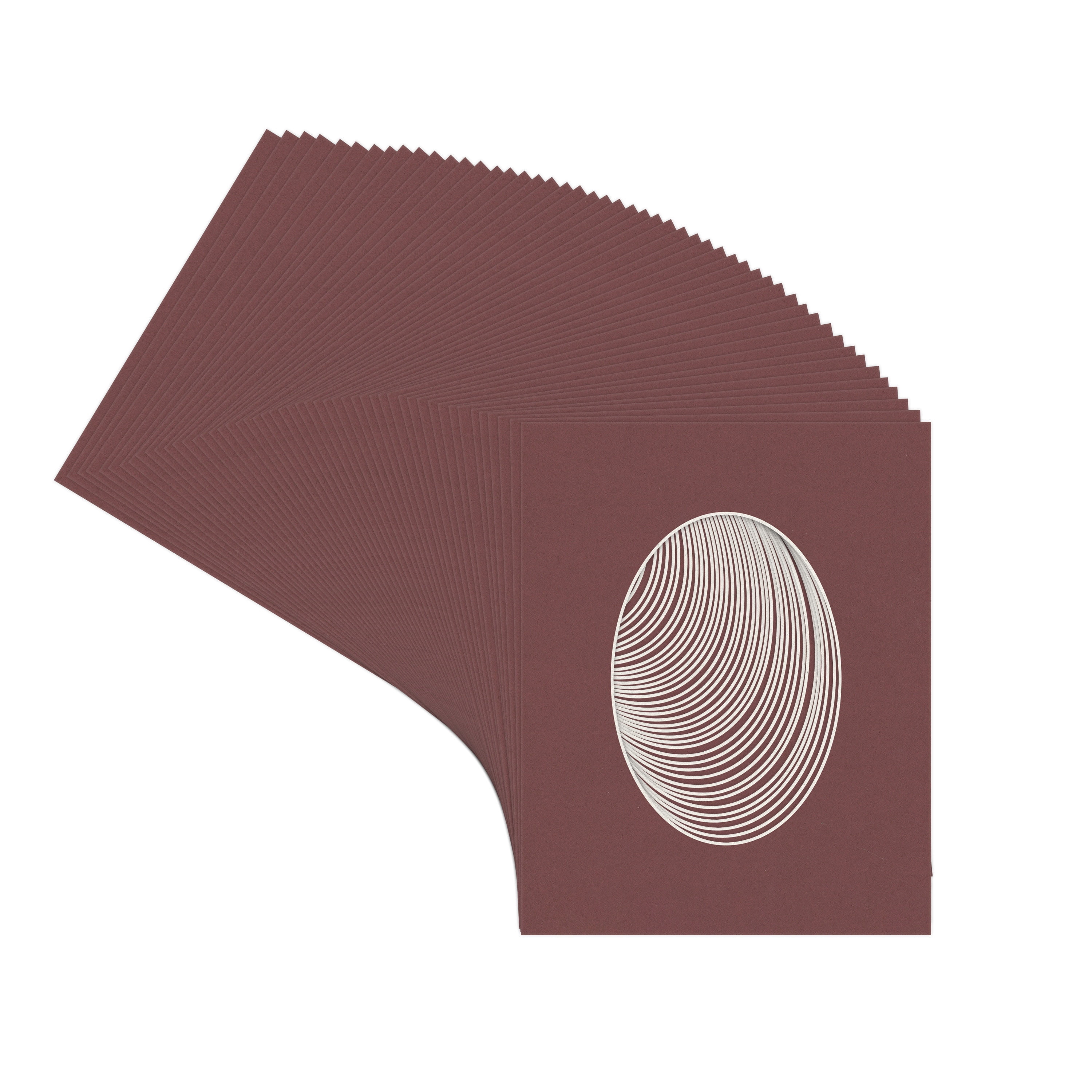 Maroon Red Picture Frame Mat for 18x24 Frames - Oval Opening for 13x19 Photos - 50 Mats