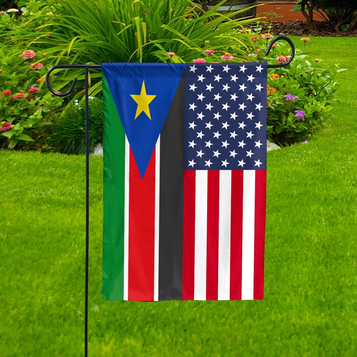 American South Sudan Flag South Sudanese Friendship U.S.A Memorial Day Patriotic For Garden Flag, Double-Sided Decorative Outdoor Flag, Polyester Yard Flag 12 x 18 in