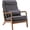 High-back Deep Grey, variant on Handcrafted Upholstered Solid Wood Accent Armchair in Living Room Apartment Office Modern Indoor Single Leisure Lounge Wooden Chair, Oak Armrest Lumbar Pillow, Reading Chair (High-Back Orange)
