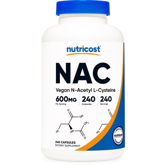 Nutricost N-Acetyl L-Cysteine (NAC) 600mg, 240 Vegetarian Capsules, Supplement