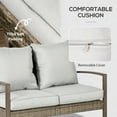 thumbnail image 7 of 4 Piece Wicker Patio Furniture Set with 2 Rocking Chairs, Loveseat Sofa, Outdoor PE Rattan Conversation Set with Cushions, Aluminum Table for Porch, Poolside, Light Gray, 7 of 7