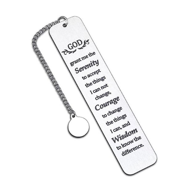 TQEHS Marcador de versículos bíblicos BOWTONG con colgante de cruz, marcador de versículos bíblicos religiosos, oración de serenidad, marcador de libros inspirador para el bautismo de amigos, fe Y9E3