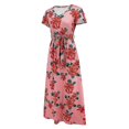 thumbnail image 4 of Vestido largo suelto de verano de manga corta con cuello en V para mujer, 4 of 5