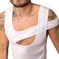 thumbnail image 1 of Camiseta ahuecada para hombre, camiseta sin mangas con chaleco irregular, Top informal cómodo para hombre, 1 of 8