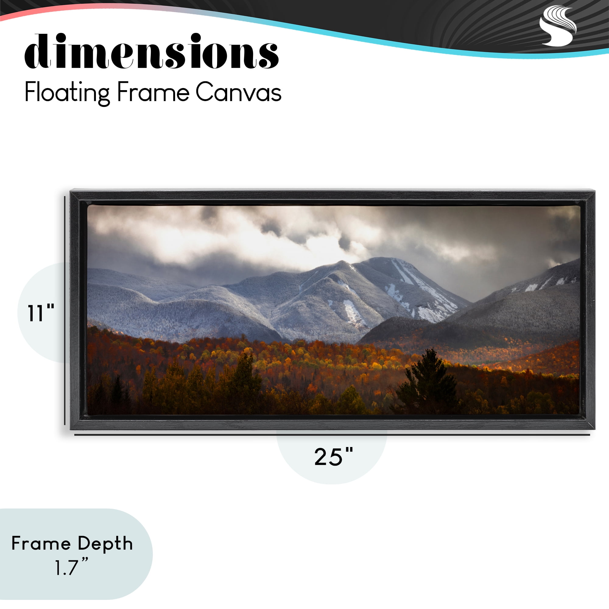 Stupell Industries Colliding Seasons Mountainscape Black Framed Floater Canvas Wall Art, design by Jonathan Zaharek