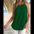 thumbnail image 4 of Camisola Plisada para Mujer, Tirantes Finos, Cuello Halter, Dobladillo Curvo, Moda 2025, Verde, XL, 4 of 9
