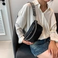 thumbnail image 4 of Cangurera Monedero de mujer PU cuero moda pecho bolsas regalos para amigos (negro), 4 of 9