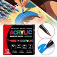 thumbnail image 4 of 12 Colors Acrylic Paint Pens Marker Brush Tip For Rock Painting Canvas Stone, 4 of 5