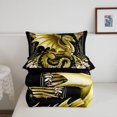 thumbnail image 5 of Manfei Golden Dragon Animals King Size Comforter Sets,Vintage Floral Comforters King Size,Brown,Black Reversible,3 Pieces,1 Comforter and 2 Pillowcases, 5 of 7