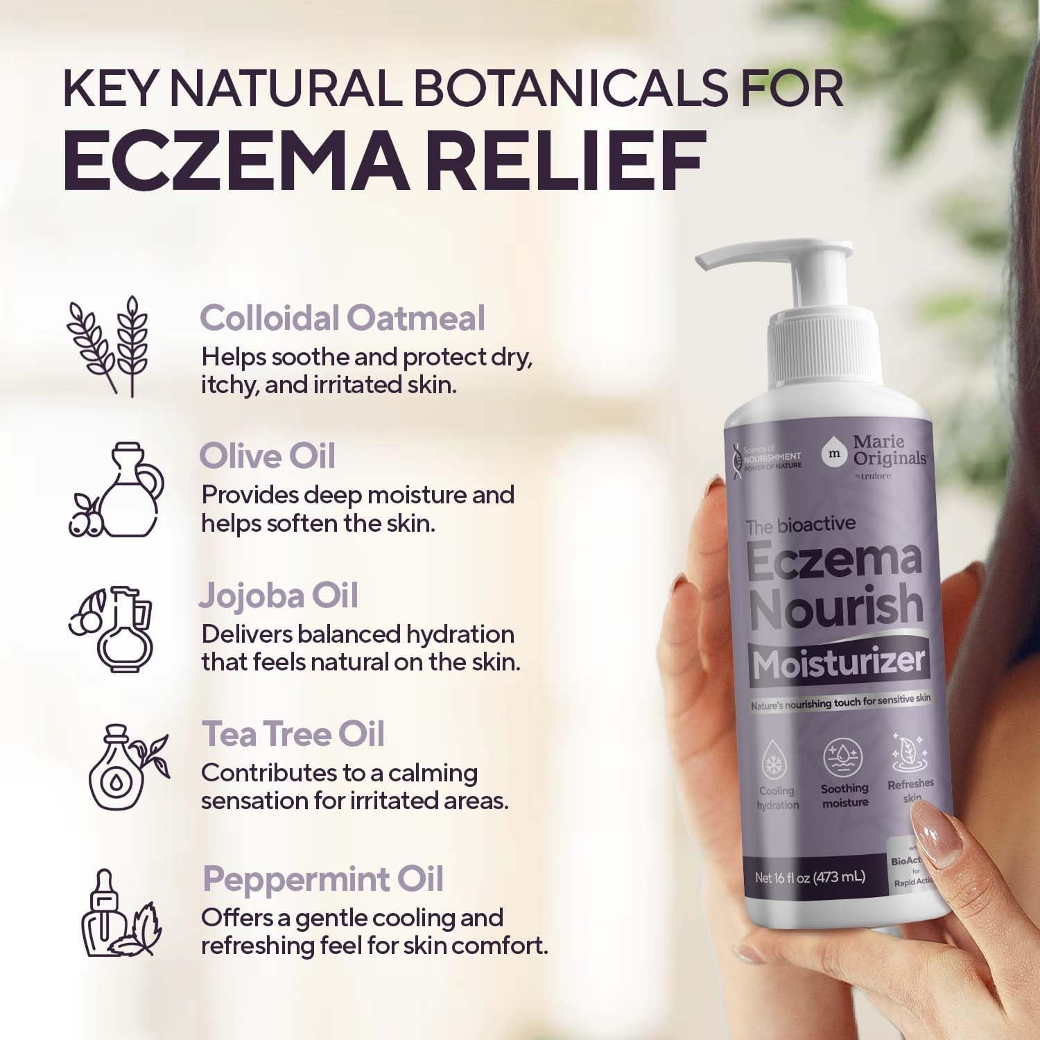 Marie Originals Eczema Nourish Moisturizing Lotion, Hydrating Cream for Dry, Itchy & Sensitive Skin, Hypoallergenic (2pack)