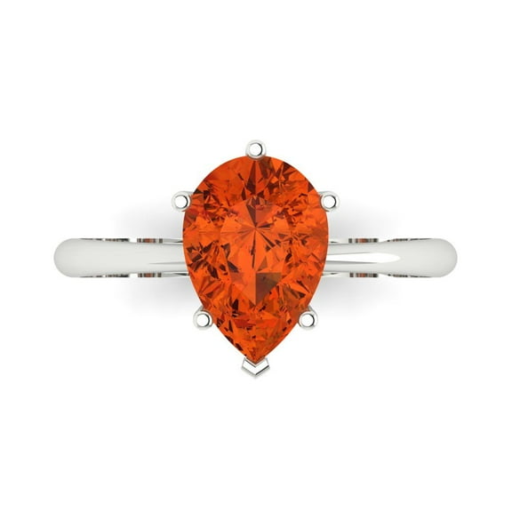 Solitaire Engagement Ring for Women - 2ct Simulated Red Diamond in 18K White Gold Promise Ring