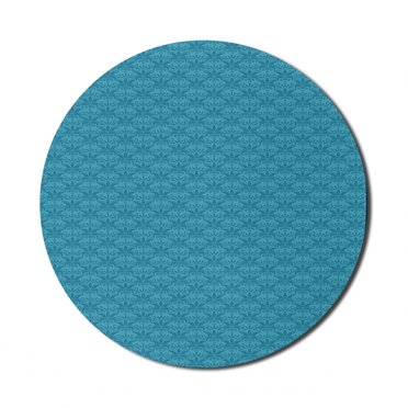 Vintage Mouse Pad for Computers, Victorian Inspired Flourish Pattern in Blue Tones Monochrome Design, Round Non-Slip Thick Rubber Modern Mousepad, 8" Round, Sea Blue Dark Turquoise, by Ambesonne
