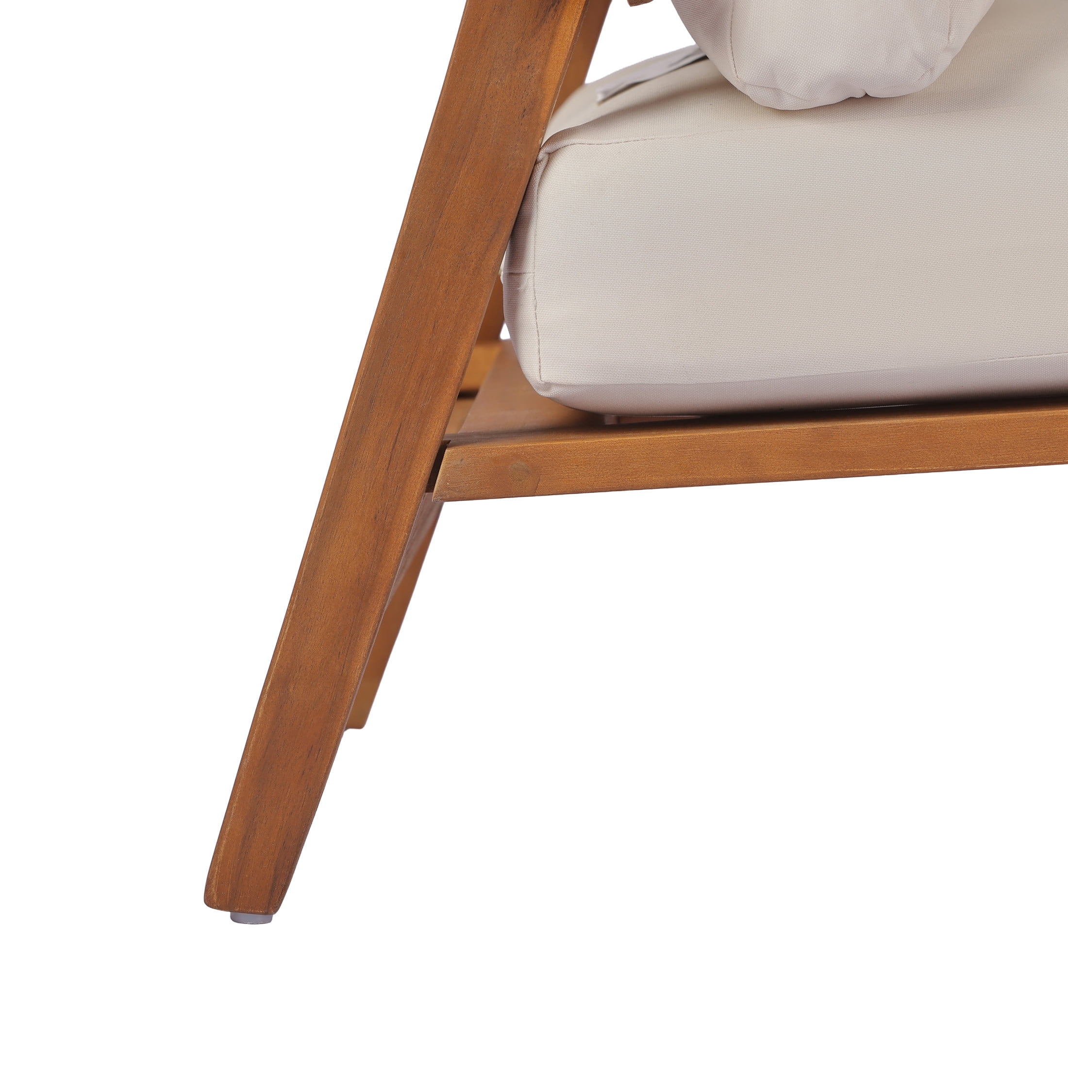 Christopher Knight Home 4-Piece Mid-Century Patio Chat Set, Wooden Loveseat, Club Chairs and Coffee Table, Teak+Beige