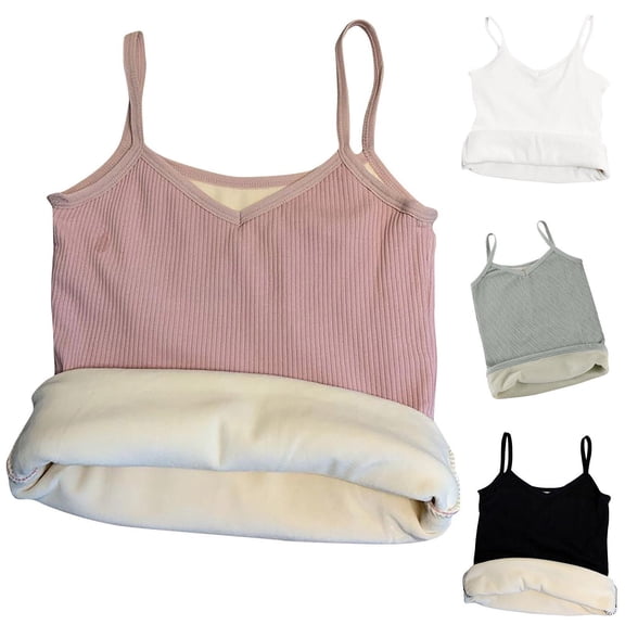 THDHVS Tank Top for Women,Womens Undershirts,Women Fleece Lined V Neck Tank Top Sleeveless Thermal for Winter Layering