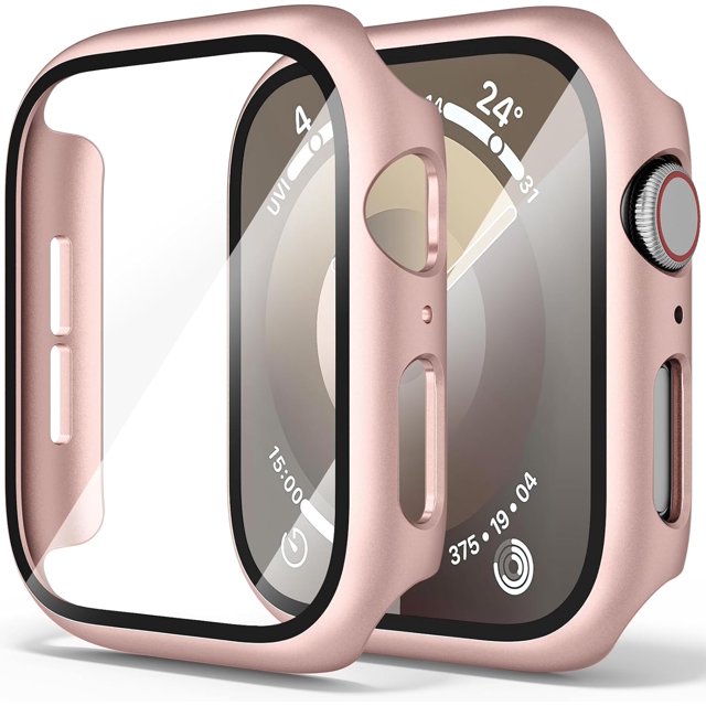 Yanonmyfd Funda rígidas para PC compatibles con Apple Watch Series 6 5 4 SE, funda protectora completa con protector de pantalla de vidrio templado para iWatch 40mm (Azul Marino)