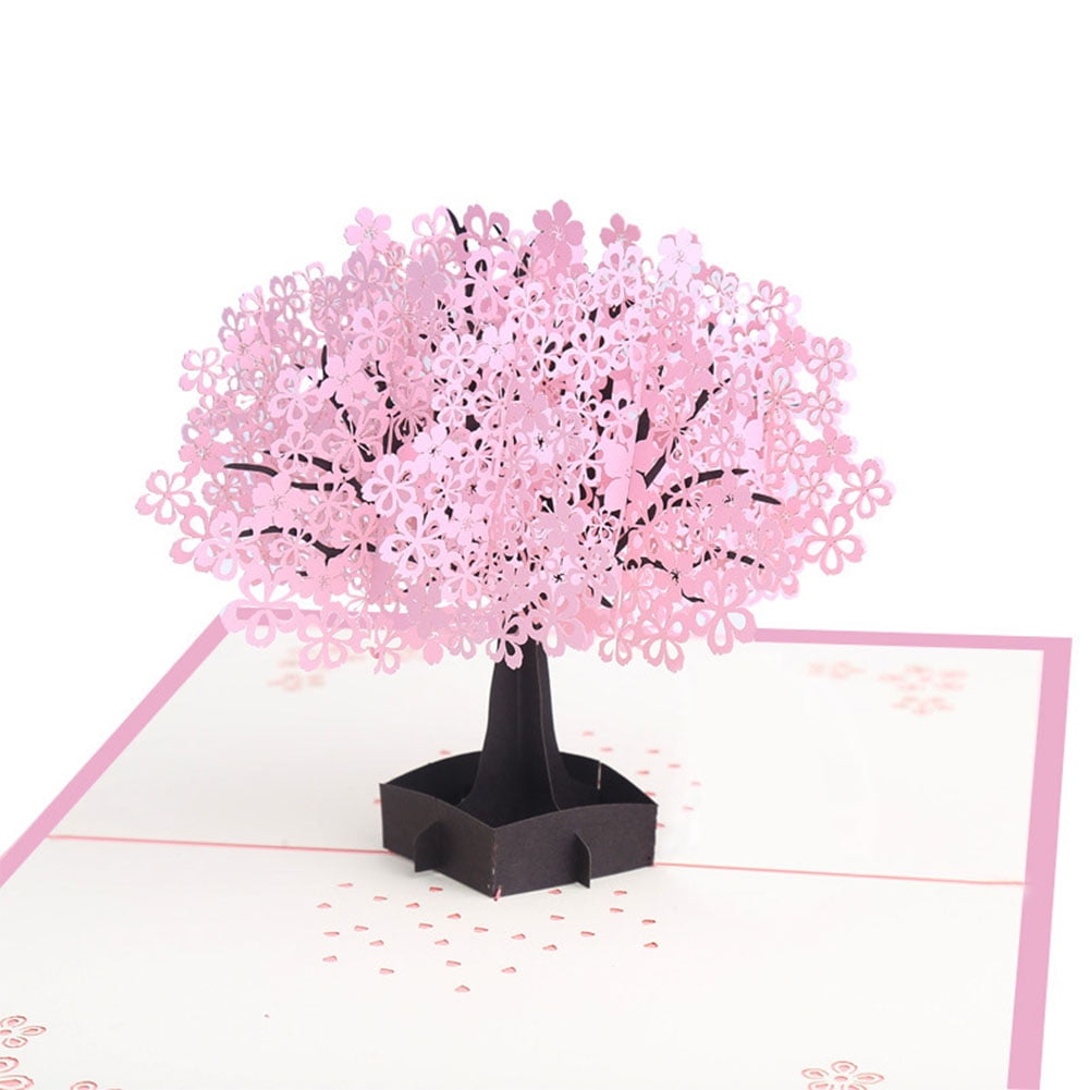 3D Pop Up Cherry Blossoms Card Birthday Wedding Valentine Greet Anniversary 