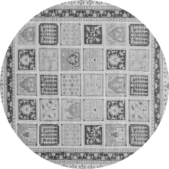 Ahgly Company Indoor Round Oriental Gray Modern Area Rugs, 6' Round