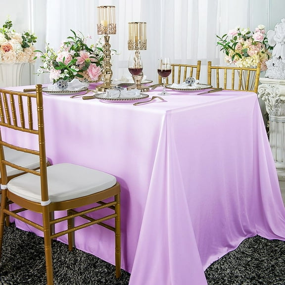 Wedding Linens Inc. Wholesale Scuba Wrinkle Free 90" x 132" Rectangular Table Cover Tablecloth - Lavender