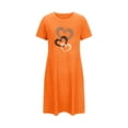 thumbnail image 4 of Blmnix Valentine Women Nightgown Cotton Nightgowns Sleepshirts Sleep Shirt Short Orange Short Sleeve Crew Neck Nightgowns for Women Plus Size,XL, 4 of 6