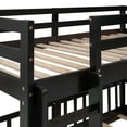thumbnail image 2 of DreamBuck Floor Bunk Bed with Slide, Twin over Twin Bunk Bed for Teens, Wood Low Bed Frame with Ladder for Teens, Espresso, 2 of 8