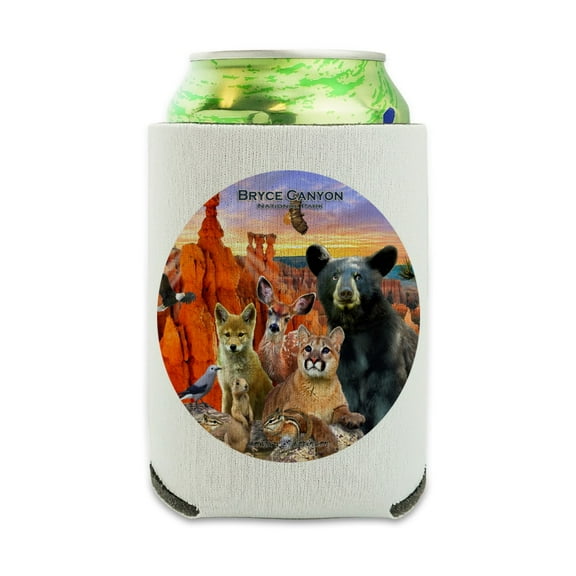 Bryce Canyon National Park Utah UT Beer Animals Cougar Deer Coyote Can Cooler - Drink Sleeve Hugger Collapsible Insulator - Beverage Insulated Holder