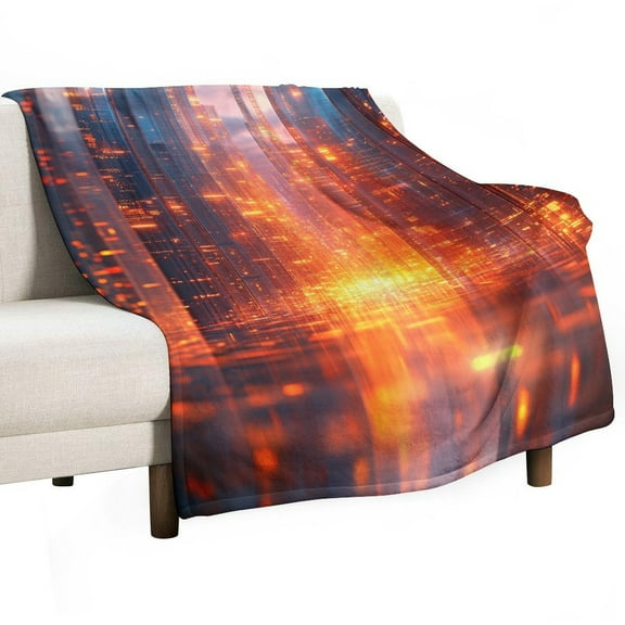 Geometric Abstract 3D Gradient Futuristic Cubes Flannel Blanket Lightweight Blanket for Couch Sofa Bed, Super Soft Cozy Print Warm Blanket