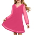 thumbnail image 1 of HXWCHs Robe Décontractée pour Filles Robe à Manches Longues Col en V pour Fête Robe de Performance Élégante Tenue Formelle pour Rose Vif 9-10 Ans, 1 of 4