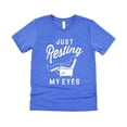 thumbnail image 5 of Funny Fathers Day Shirt Just Resting My Eyes  Sleeping Dad Recliner Graphic Tee Heather Blue Shirt Adult Small, 5 of 6