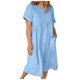 thumbnail image 1 of Vestido de playa informal de verano para mujer, cuello redondo, manga corta, largo medio, corte A - Poliéster, dos bolsillos laterales, cinturón, disponible en tallas S-XXXL, 1 of 8