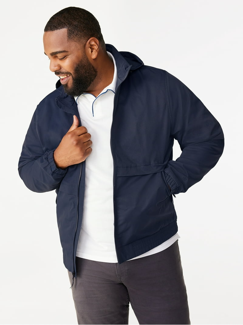 Free Assembly Men's Twill Bomber Jacket with Hidden Hood, Sizes XS