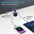 thumbnail image 2 of Compatible for iPhone Charger, HOOTEK Dual Port Charger Block Phone Charger with 2Pack 10FT Lightn-ing Cable Cord Charging Cord USB Wall Charger Adapter Cube Compatible for iPhone14/13/12/11, Purple, 2 of 10