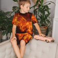 thumbnail image 4 of Fotbe Fiery Orange Flames Energy Pijama Estampada de 2 Piezas para Niños – Ropa de Dormir de Manga Corta Cómoda para Niños y Niñas, Camiseta y Shorts de Algodón-4X-Large, 4 of 6