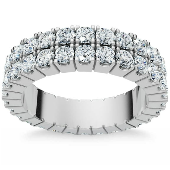 Pompeii 2.25Ct Diamond Eternity Wedding Anniversary Ring Double Row 10k Gold Lab Grown