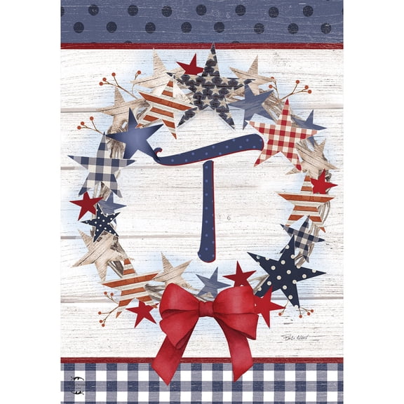 Briarwood Lane Everyday Garden Flag 12x18 For Outdoor American Wreath Monogram T Garden Flag Flags For Outside